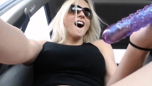 A Gorgeous Young Honey Spraying in a Car